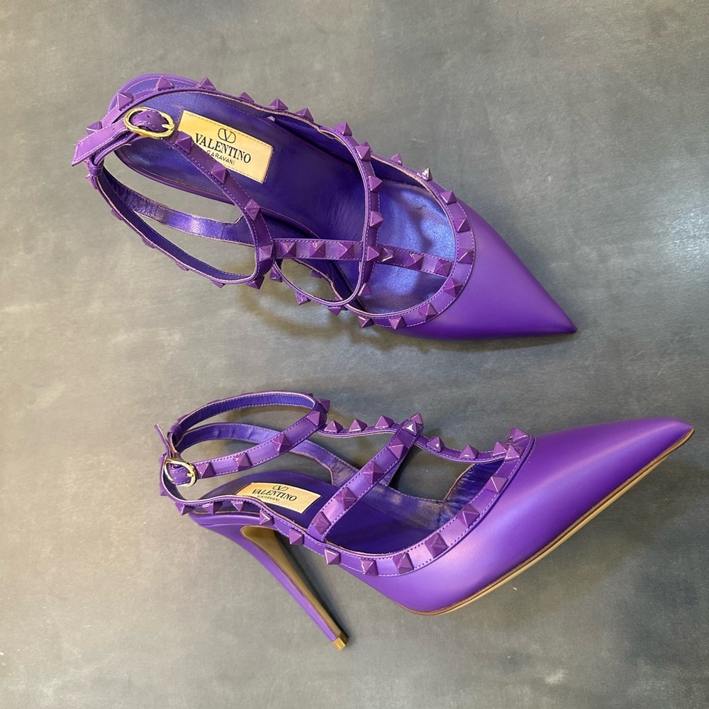 Valentino Purple Rockstuds  Heels Size 40 - Picture 9 of 12